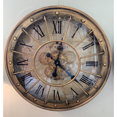 Distressed Copper Finish Gears J.D Bassett Clock 59cm