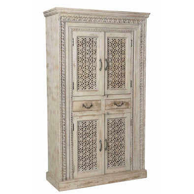 Antique Whitewash Cabinet w/4 Doors & 2 Drawers