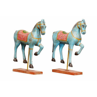 Amara Painted Wooden Horse w/Stand