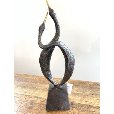 Bronze Entwined Swan Sculpture