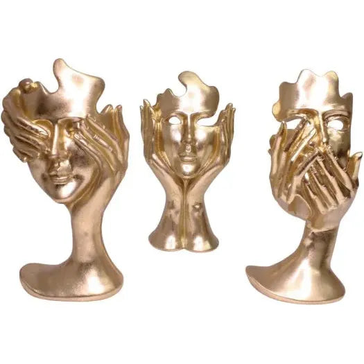 Set of 3 Gold Faces