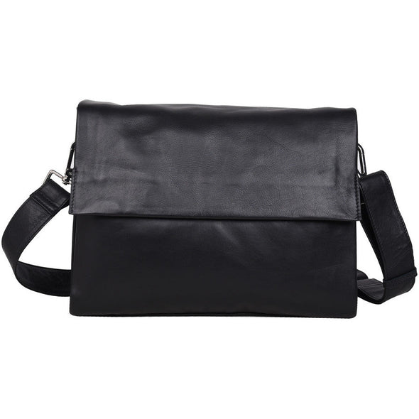Monroe Soft Leather Handbag w/Flap- Onyx
