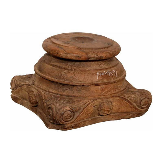 Vintage Carved Pillar Base Candle Stand