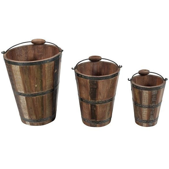 Wooden Tapered Bucket w/Handle 3 sizes