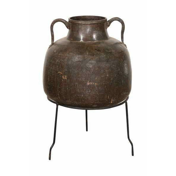 Mumbai Solid Brass Pot w/Iron Stand