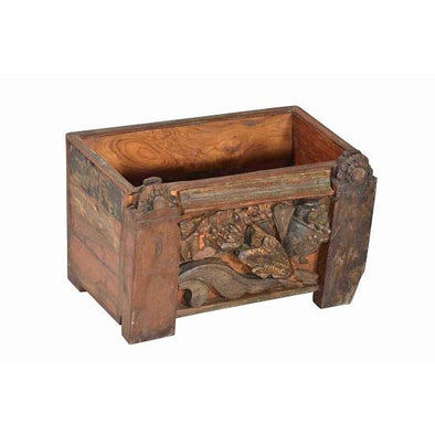 Wooden Planter With Carved Detail