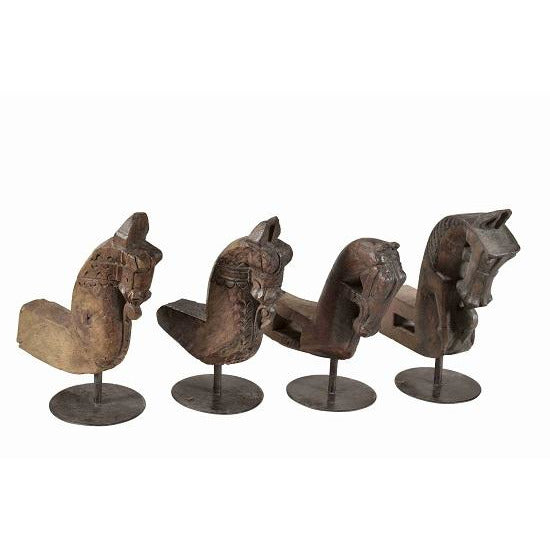 Vintage Carved Wooden Horse on a Stand