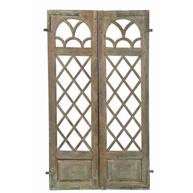 Original Pair of Lattice Detail Doors