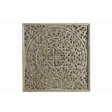 White Wash Wooden Carved Wall Panel