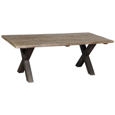 Rustic Wooden Dining Table w/ Cross Iron Legs- Light Finish