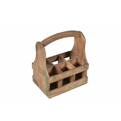 Wooden 6 Bottle Crate with Handle