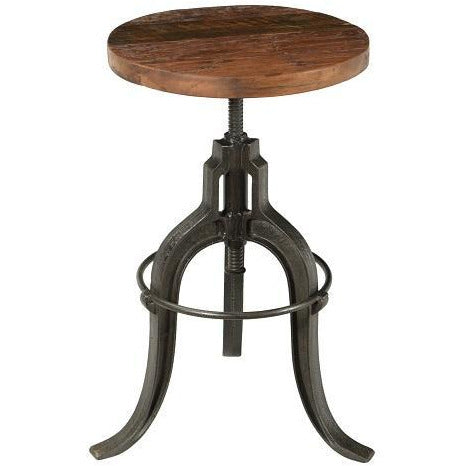 Teak Wood & Iron Adjustable Height Bar Stool/ Side Table