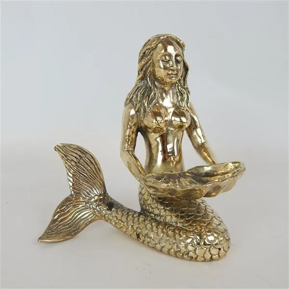 Brass Mermaid Sitting w/Tray