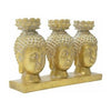 Buddha 3 Head Candle Holder-Gold