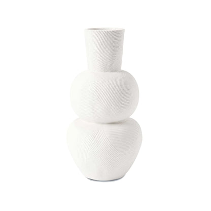 Ripple Textured Natural Clay Vase-White