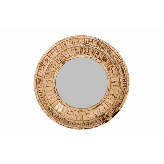 Large Wooden Round Mirror