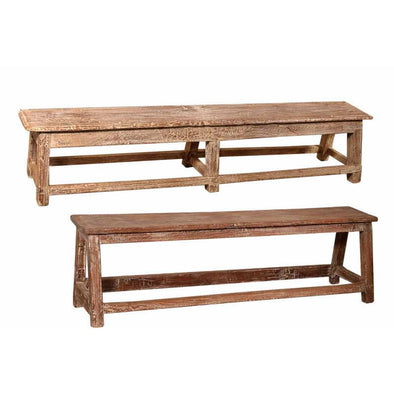 Wooden Whitewash Bench Seat