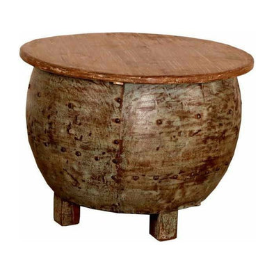 Recycled Wooden Top Round Coffee Table