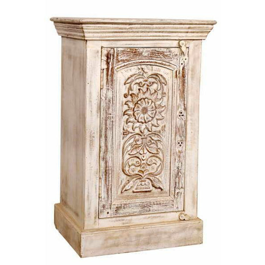 Eta Carved Detail Wooden Bedside/ Side Table